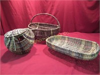 Vintage Baskets Various Sizes & Styles 3pc lot