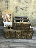 Lot of 2 pieces of card catalog units, and a moder