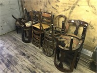 Lot of antique/vintage dining room chairs, in poor