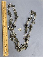 Approx. 40" long glass and flattened pearl necklac