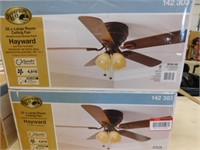 2 Hampton Bay 52 inch large room ceiling fans,