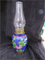 VINTAGE CLOISONNE OIL LAMP 12"T