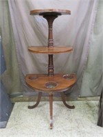 ANTIQUE MAHOGANY THREE TIER PLANT STAND WITH