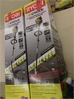 2 Ryobi 4-cycle gas weed trimmers, 18"straight