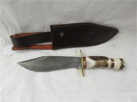 WHITETAIL DAMASCUS AND STAG HUNTING KNIFE