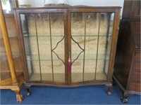 ANTIQUE ENGLISH TWO DOOR CURIO CABINET WITH