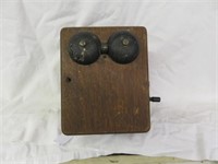 ANTIQUE OAK AND DOVE TAILED TELEPHONE RINGER