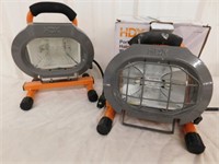2 HDX Portable Halogen Work Lights, both need new
