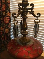 HUGE 39 INCH ORNATE BEAUTIFUL HAND PAINTED LAMP