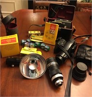 VINTAGE CAMERA LOT -- WITH LENSES AND EXTRAS