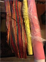 2 ROLLS OF FABRIC AND DRAPES