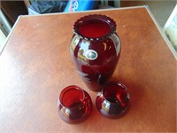3 Pieces Royal Ruby Anchor Glass