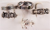 Jewelry Lot of 5 Sterling Silver Cocktail Rings