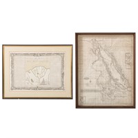 Two framed maps, Egypt, 19th century