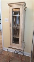 Glass Door Tall Cabinet on Iron Stand