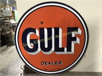 60"  Gulf Dealer sign double sided porcelain