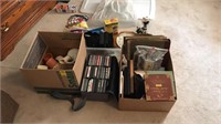 Box lots of records candles vases blood pressure