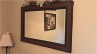 Beveled glass wall mirror and print