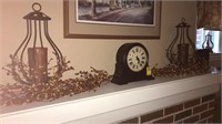 Mantel clock and candle holders