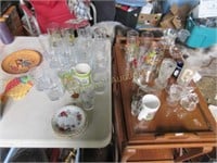 Glassware and crystal in bin