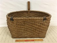 IMPRESSIVE ANTIQUE HANDMADE WOVEN SPLINT BASKET