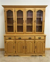 LARGE SOLID OAK DISPLAY CABINET