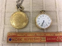 POCKET WATCHES- ONE WITH ENGRAVED HORSE
