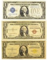 3 Different $1 Silver Certificate Types.