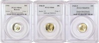 3 PCGS Certified Roosevelt Dimes.