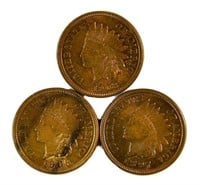 3 Uncirculated Indian Cents.