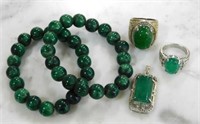 Green Stone Jewelry Selection.