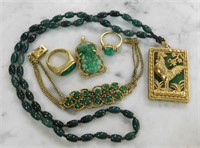 Green Stone Jewelry Selection.