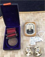 Pair of Naval Pins and 1912 Naval Medal Plus