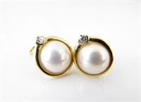 18K YG Honora Mabe Pearl and Diamond Earrings