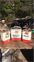 3 x Mobil Tins 1 and 2 Gallons