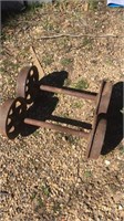 2 x sets Railway or Mining Skip wheels cast