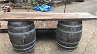 2 x Wine Barrels with 2600 mm slab red gum