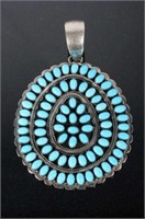 Navajo Petit Point Turquoise & Silver Pendent