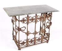 Wrought Iron & Green Marble Entry Table