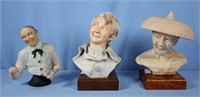 3 Edward J Rohn Porcelain Bust, Chinese Man Etc.