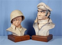 2 Edward Rohn Porcelain Bust, Soldier & Captain