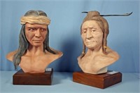 Two Edward J. Rohn Porcelain Bust of Indians