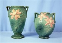 Roseville Pottery Clematis Vases, 111-10" & 107-8"