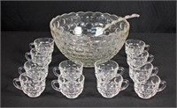 Federal Glass Jubilee Punch Bowl and 11 Cups