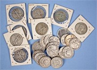Group of 28 Assorted Silver Half Dollars