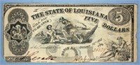1862 State of Louisiana Five Dollar Note