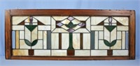 Arts & Crafts Stained Glass Transom w/ Frame