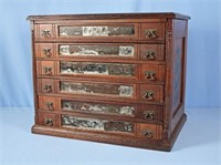 J.P. Coats Six Drawer Walnut Spool Cabinet