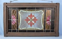Stained Glass Window w/ Jeweled Fleur De Lis