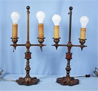 Pair 1930's Rembrandt 2 Candle Lamps Model R8143
